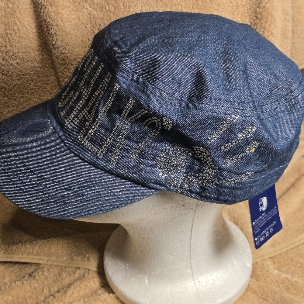 Denim Cap with Embroidered Text - Picture 6 of 14